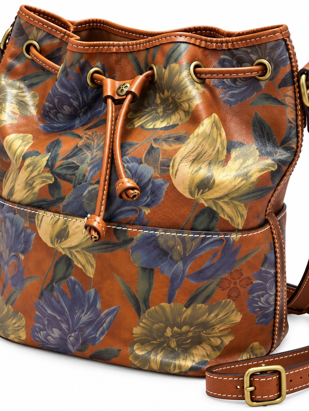 Patricia Nash leather bucket bag "Enlightened Garden" floral print